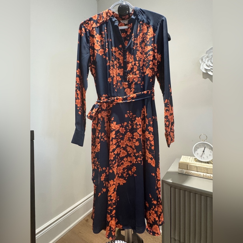 Floral Navy and Orange Dress